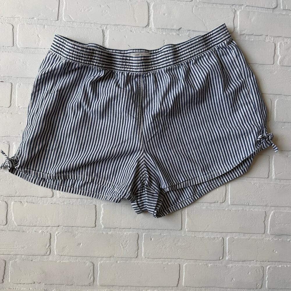 Madewell Women's 100% Cotton Blue White Striped Pull On Shorts sz XL